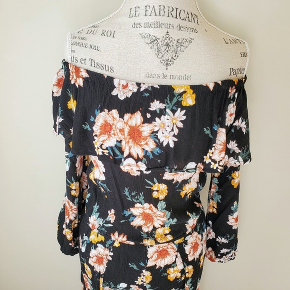Entro | Black Floral Romper Maxi Skirt - Picture 6 of 8